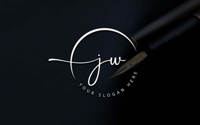 Design del logo della lettera JW in stile studio di calligrafia