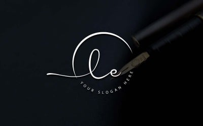 Design del logo della lettera LE in stile studio di calligrafia