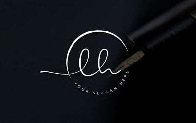 Design del logo della lettera LH in stile studio di calligrafia