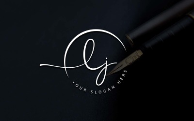 Design del logo della lettera LJ in stile studio di calligrafia