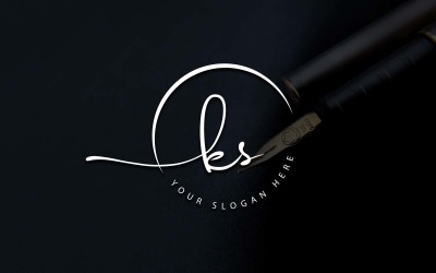 Kalligrafie Studio stijl KS brief Logo ontwerp