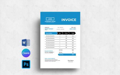 Minimal fakturamall. Psd, Word och Canva