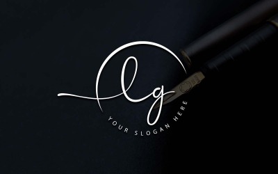 书法工作室风格 LG 字母标志设计