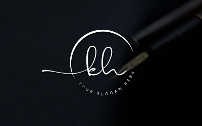 Studio kaligrafii w stylu KH Letter Logo Design