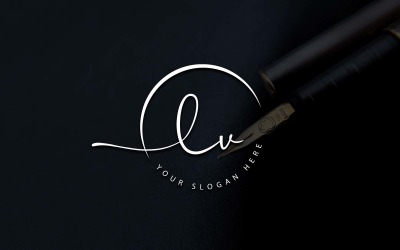 Calligraphy Studio Style LV Letter Logo Design