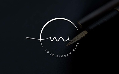 Calligraphy Studio Style MI Letter Logo Design