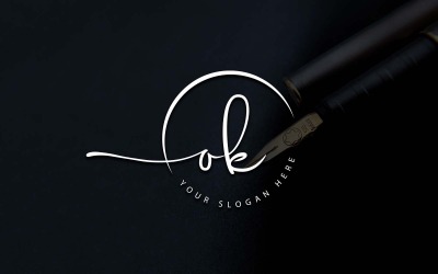 Calligraphy Studio Style OK Letter Logo Design