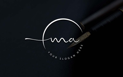 Design del logo della lettera MA in stile studio di calligrafia