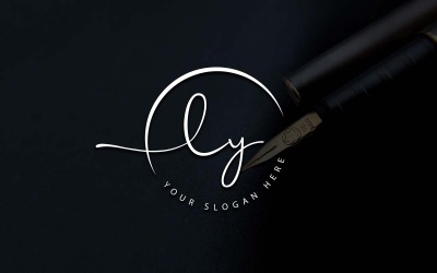 Diseño de logotipo de letra LY estilo estudio de caligrafía