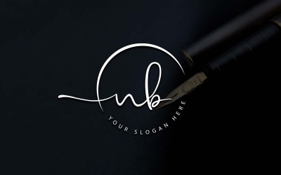 Diseño de logotipo de letra NB estilo estudio de caligrafía