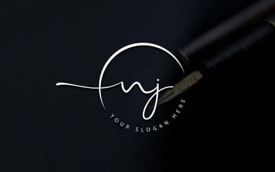 Diseño de logotipo de letra NJ estilo estudio de caligrafía
