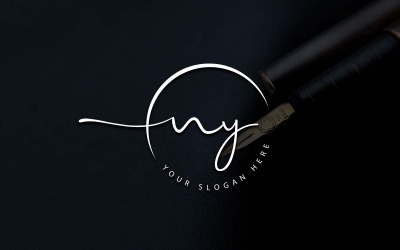 Diseño de logotipo de letra NY estilo estudio de caligrafía