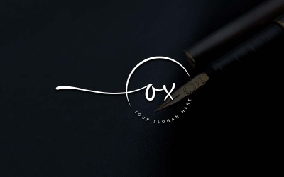 Diseño de logotipo de letra OX estilo estudio de caligrafía