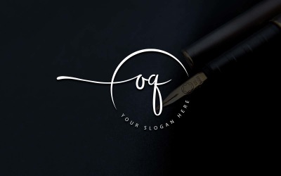 Kalligrafi Studio stil OQ Letter Logotypdesign