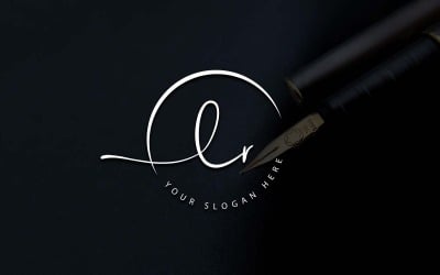 Kalligrafie Studio stijl Lr brief Logo ontwerp