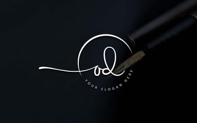 Kalligrafie Studio stijl OD brief Logo ontwerp