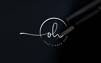 Kalligrafie Studio stijl OH brief Logo ontwerp