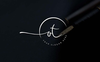 Kalligrafie Studio stijl OT brief Logo ontwerp