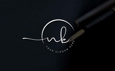 Kalligrafie-Studio-Stil NK-Letter-Logo-Design