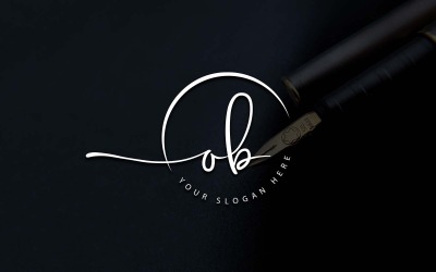 Kalligrafie-Studio-Stil OB-Letter-Logo-Design
