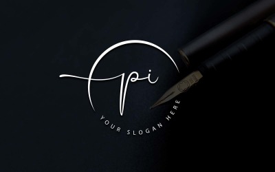 Calligraphy Studio Style PI Letter Logo Design