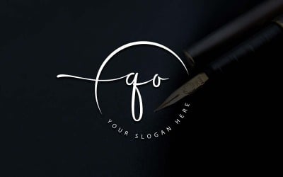 Calligraphy Studio Style QO Letter Logo Design