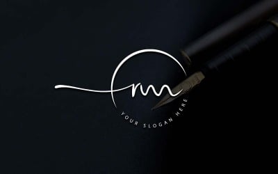 Calligraphy Studio Style RM Letter Logo Design
