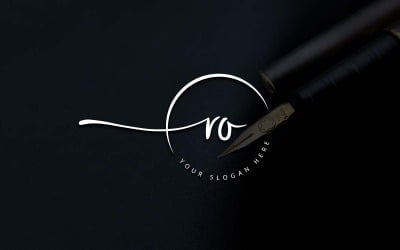 Calligraphy Studio Style RO Letter Logo Design