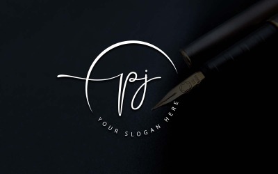 Création de logo de lettre PJ de style studio de calligraphie