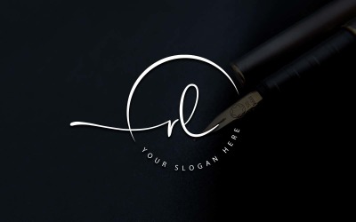 Design de logotipo de letra RL estilo estúdio de caligrafia