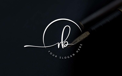 Design del logo della lettera RB in stile studio di calligrafia