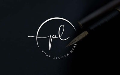 Diseño de logotipo de letra PL estilo estudio de caligrafía