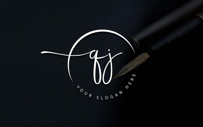 Diseño de logotipo de letra QJ estilo estudio de caligrafía
