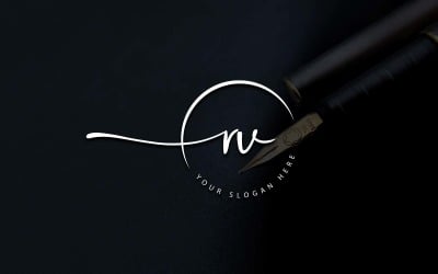 Diseño de logotipo de letra RV estilo estudio de caligrafía