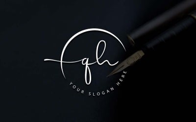Дизайн логотипа студии каллиграфии в стиле QH Letter