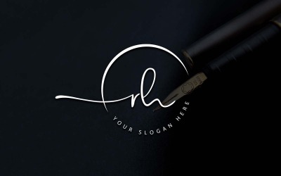 Kalligrafi Studio stil RH bokstavslogotypdesign