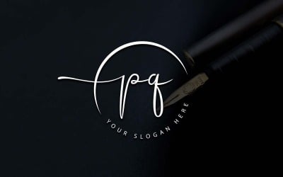 Kalligrafie Studio stijl PQ brief Logo ontwerp