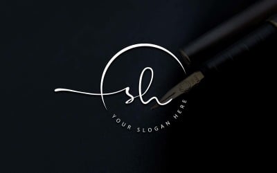 Calligraphy Studio Style SH Letter Logo Design