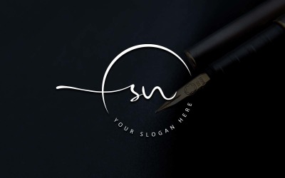 Calligraphy Studio Style SN Letter Logo Design