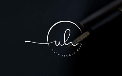 Calligraphy Studio Style UH Letter Logo Design
