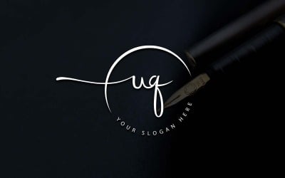 Calligraphy Studio Style UQ Letter Logo Design