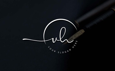 Calligraphy Studio Style VH Letter Logo Design