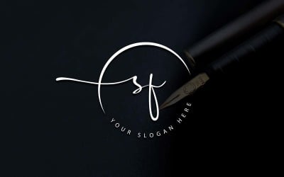 Design de logotipo de letra SF estilo estúdio de caligrafia