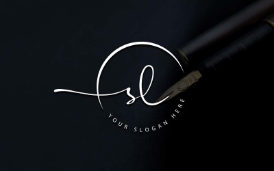 Design de logotipo de letra SL estilo estúdio de caligrafia