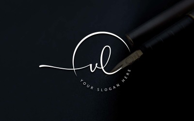 Diseño de logotipo de letra VL estilo estudio de caligrafía