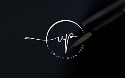 Diseño de logotipo de letra VP estilo estudio de caligrafía
