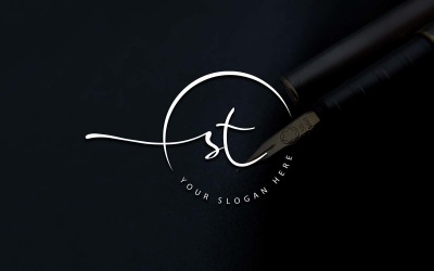 Дизайн логотипа студии каллиграфии в стиле ST Letter