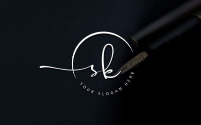 Kaligrafi Stüdyosu Tarzı SK Mektup Logo Tasarımı