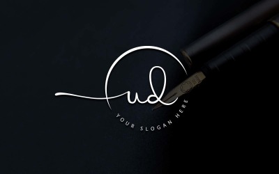 Kalligrafi Studio stil UD bokstavslogotypdesign