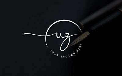 Kalligrafi Studio stil UZ bokstavslogotypdesign